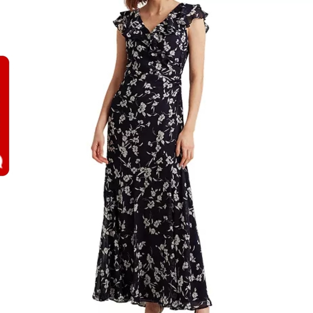 Lauren Ralph Lauren Georgette Flounced Gown